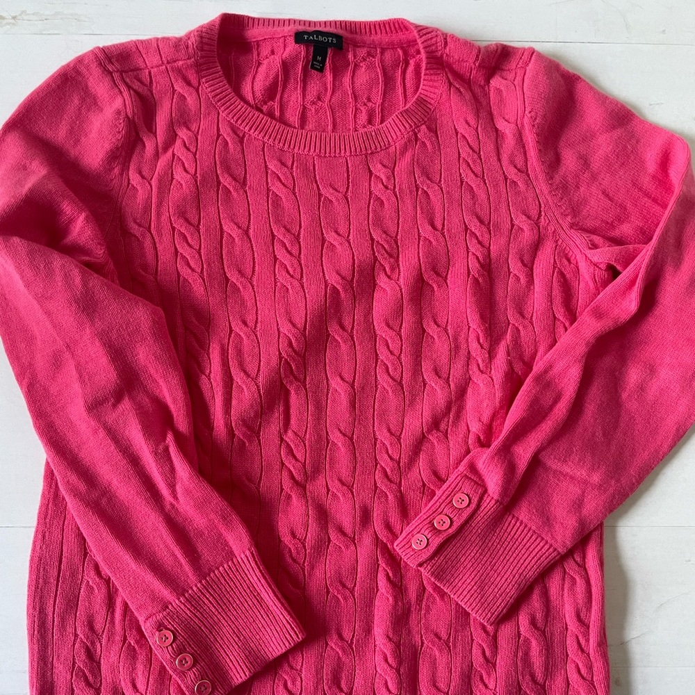 Talbots Pink Cable Knit Women's Sweater